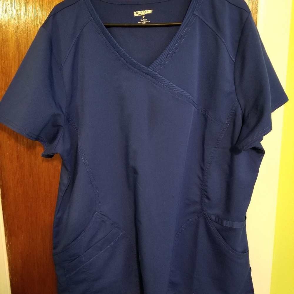 Royal blue scrub top